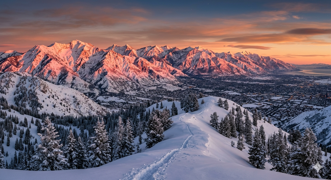 Snowy Wasatch mountains in Utah